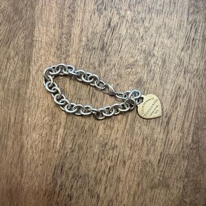 Tiffany & Co. Silver Bracelet with Gold Heart Charm